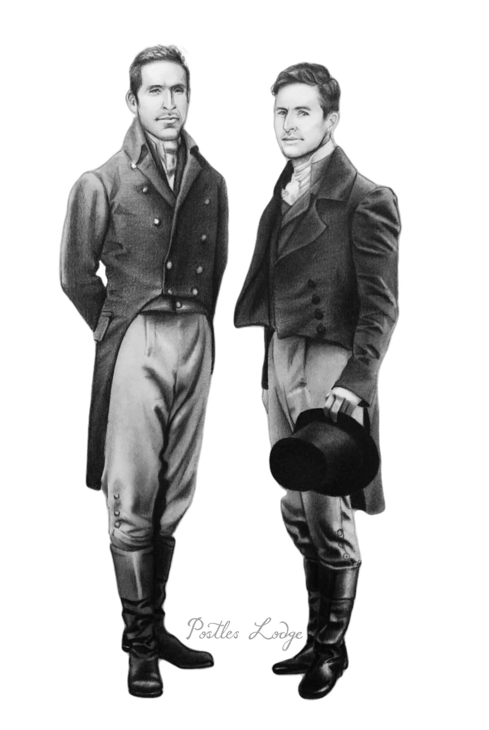 A graphite illustration of Earl & Ebbs